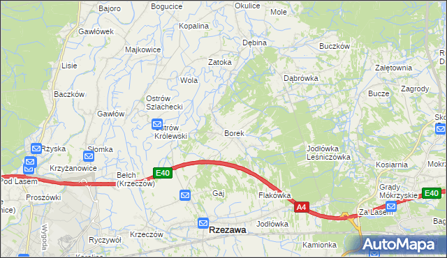 mapa Borek gmina Rzezawa, Borek gmina Rzezawa na mapie Targeo