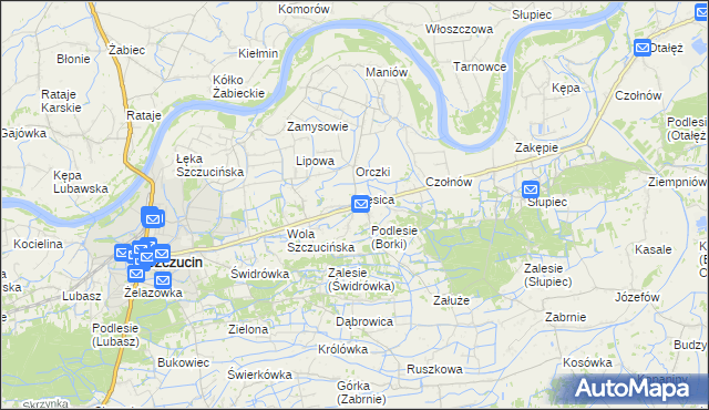 mapa Borki gmina Szczucin, Borki gmina Szczucin na mapie Targeo