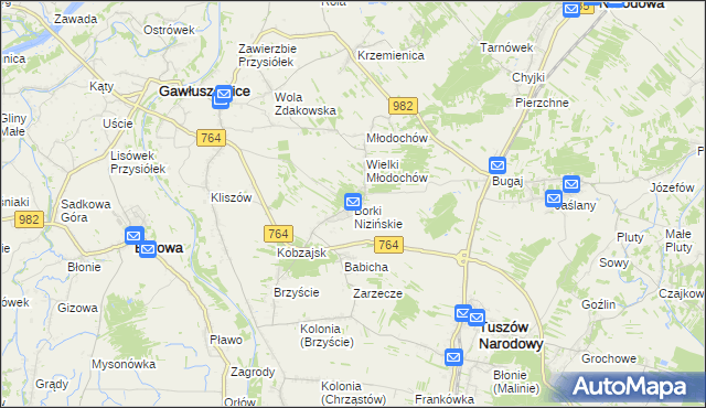 mapa Borki Nizińskie, Borki Nizińskie na mapie Targeo