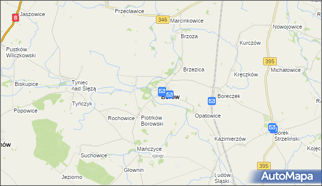 mapa Borów powiat strzeliński, Borów powiat strzeliński na mapie Targeo