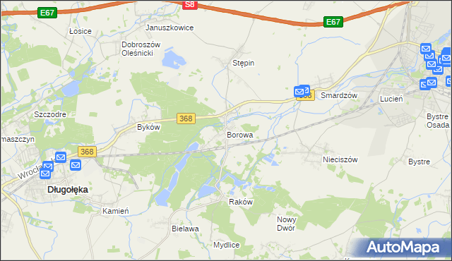 mapa Borowa gmina Długołęka, Borowa gmina Długołęka na mapie Targeo