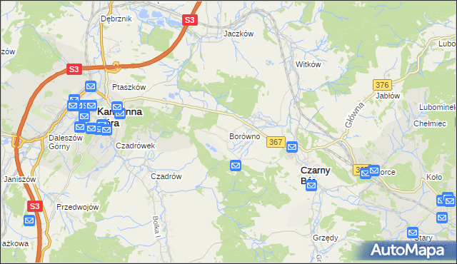 mapa Borówno gmina Czarny Bór, Borówno gmina Czarny Bór na mapie Targeo