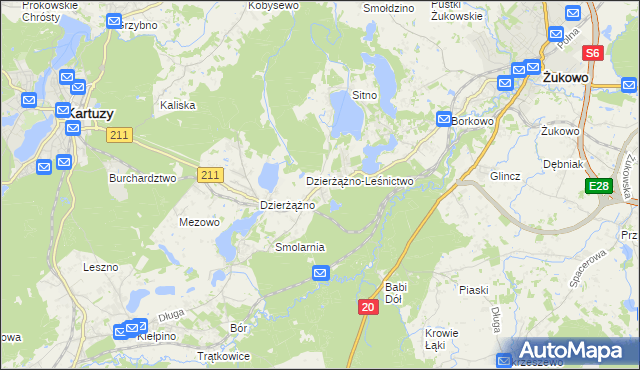 mapa Borowo gmina Kartuzy, Borowo gmina Kartuzy na mapie Targeo