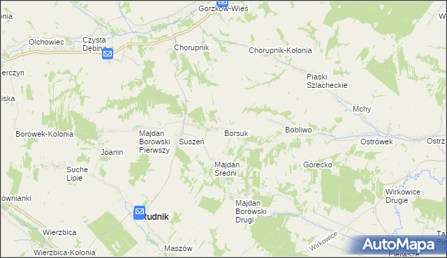 mapa Borsuk gmina Gorzków, Borsuk gmina Gorzków na mapie Targeo