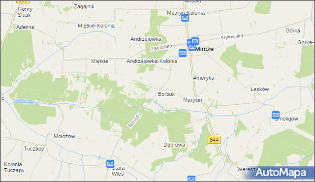 mapa Borsuk gmina Mircze, Borsuk gmina Mircze na mapie Targeo