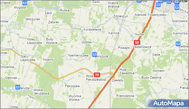 mapa Borszyce, Borszyce na mapie Targeo