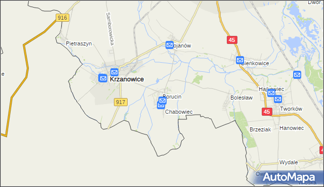 mapa Borucin gmina Krzanowice, Borucin gmina Krzanowice na mapie Targeo