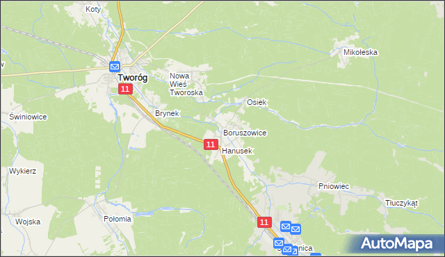mapa Boruszowice, Boruszowice na mapie Targeo
