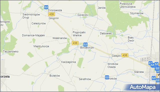 mapa Borzęciczki, Borzęciczki na mapie Targeo