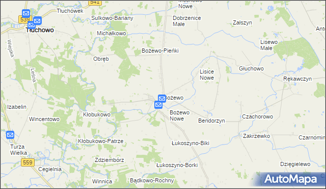 mapa Bożewo gmina Mochowo, Bożewo gmina Mochowo na mapie Targeo