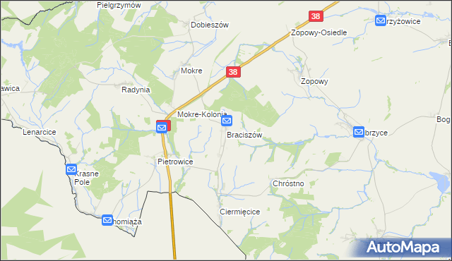 mapa Braciszów, Braciszów na mapie Targeo