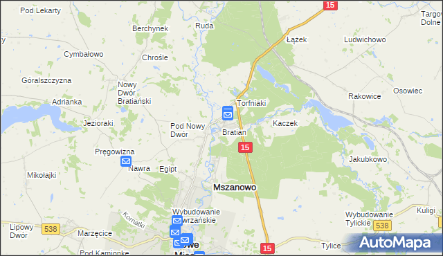 mapa Bratian, Bratian na mapie Targeo