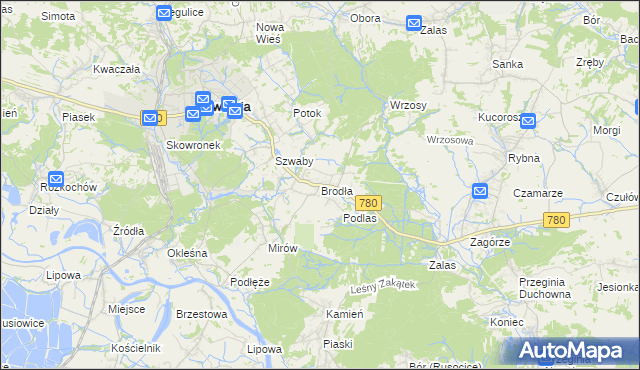 mapa Brodła, Brodła na mapie Targeo