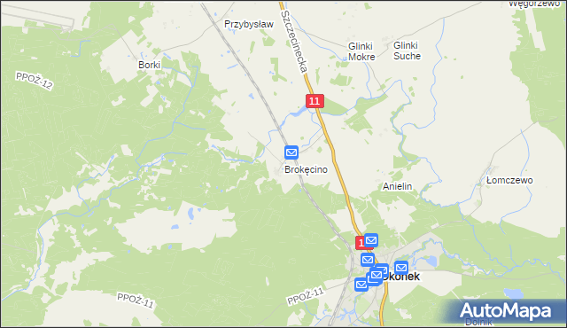 mapa Brokęcino, Brokęcino na mapie Targeo