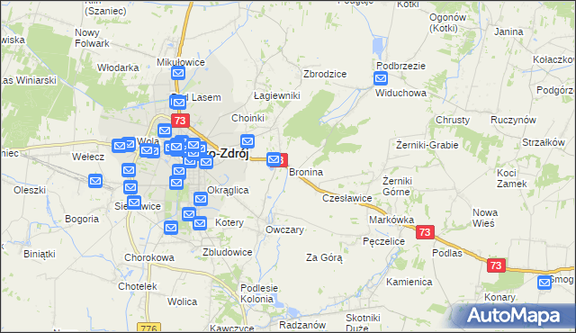 mapa Bronina, Bronina na mapie Targeo