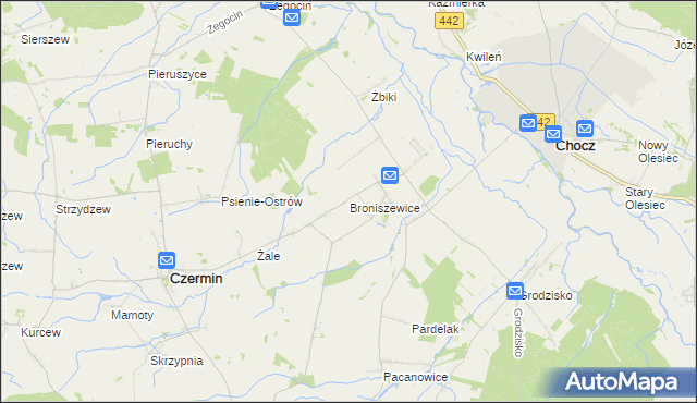 mapa Broniszewice, Broniszewice na mapie Targeo