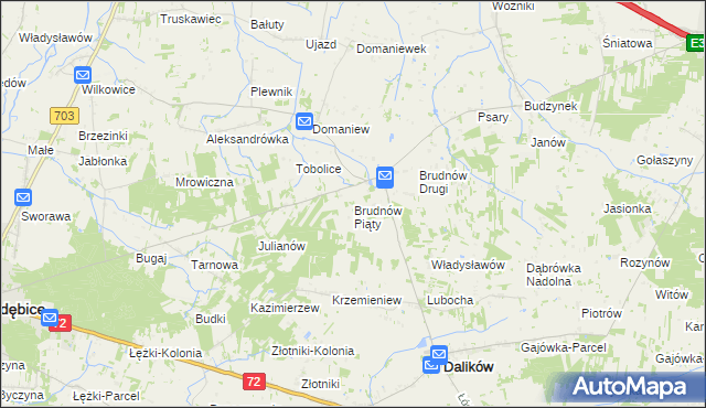 mapa Brudnów Piąty, Brudnów Piąty na mapie Targeo