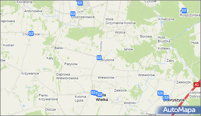 mapa Brudzice, Brudzice na mapie Targeo