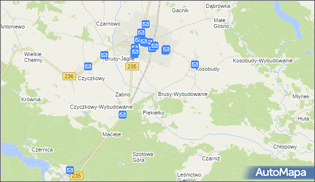 mapa Brusy-Wybudowanie, Brusy-Wybudowanie na mapie Targeo