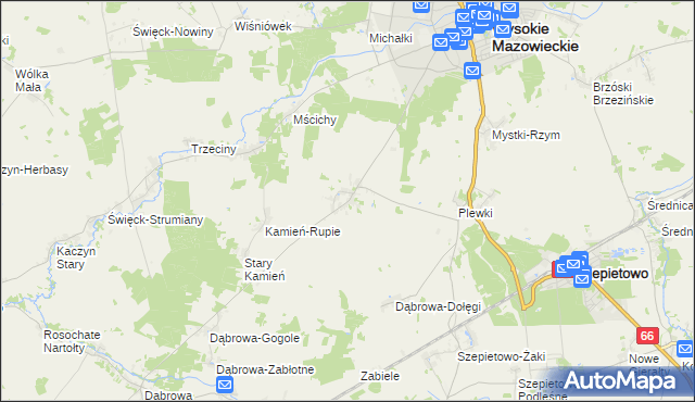 mapa Bryki gmina Wysokie Mazowieckie, Bryki gmina Wysokie Mazowieckie na mapie Targeo