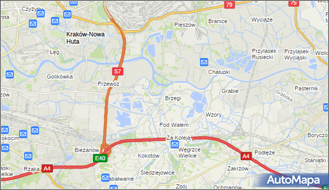 mapa Brzegi gmina Wieliczka, Brzegi gmina Wieliczka na mapie Targeo