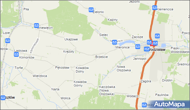 mapa Brzeście gmina Wodzisław, Brzeście gmina Wodzisław na mapie Targeo