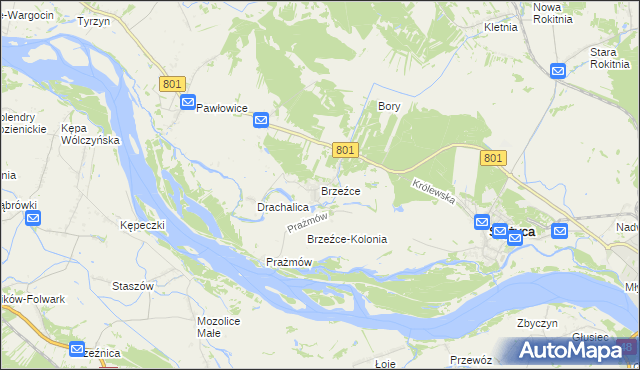 mapa Brzeźce gmina Stężyca, Brzeźce gmina Stężyca na mapie Targeo
