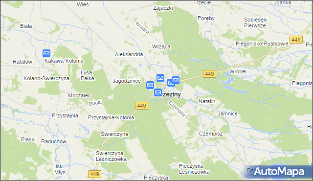 mapa Brzeziny powiat kaliski, Brzeziny powiat kaliski na mapie Targeo