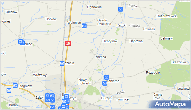 mapa Brzoza gmina Krotoszyn, Brzoza gmina Krotoszyn na mapie Targeo