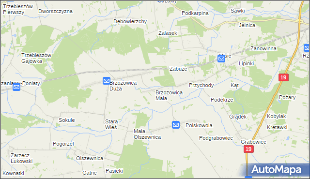 mapa Brzozowica Mała, Brzozowica Mała na mapie Targeo