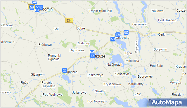 mapa Brzuze, Brzuze na mapie Targeo
