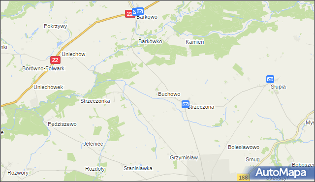 mapa Buchowo, Buchowo na mapie Targeo