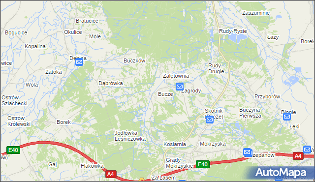 mapa Bucze gmina Brzesko, Bucze gmina Brzesko na mapie Targeo