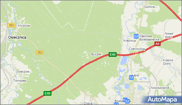 mapa Buczek gmina Bolesławiec, Buczek gmina Bolesławiec na mapie Targeo