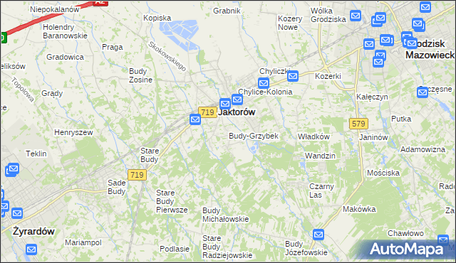 mapa Budy-Grzybek, Budy-Grzybek na mapie Targeo