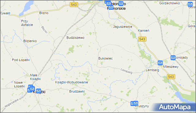 mapa Bukowiec gmina Jabłonowo Pomorskie, Bukowiec gmina Jabłonowo Pomorskie na mapie Targeo