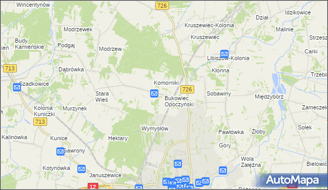 mapa Bukowiec Opoczyński, Bukowiec Opoczyński na mapie Targeo