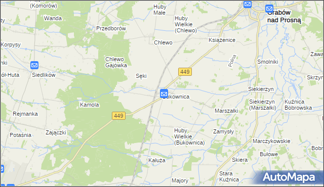 mapa Bukownica gmina Grabów nad Prosną, Bukownica gmina Grabów nad Prosną na mapie Targeo