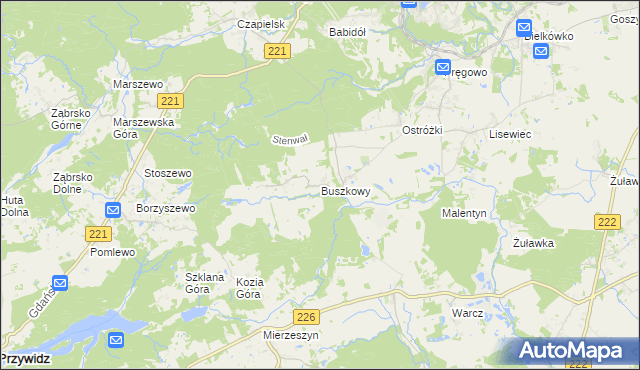 mapa Buszkowy, Buszkowy na mapie Targeo