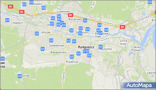 mapa Bydgoszczy, Bydgoszcz na mapie Targeo