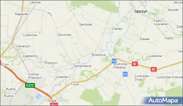 mapa Bystrzyca gmina Wólka, Bystrzyca gmina Wólka na mapie Targeo