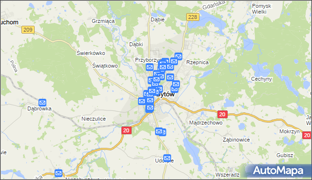 mapa Bytów, Bytów na mapie Targeo