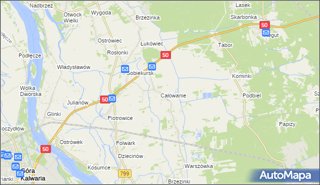 mapa Całowanie, Całowanie na mapie Targeo