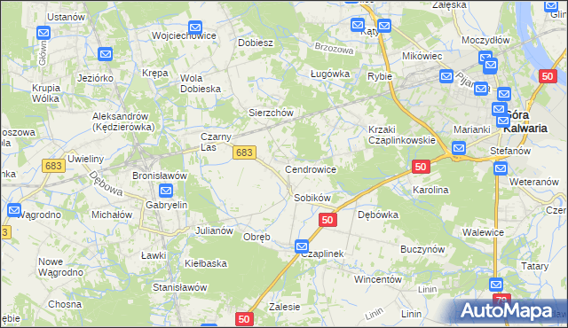mapa Cendrowice, Cendrowice na mapie Targeo