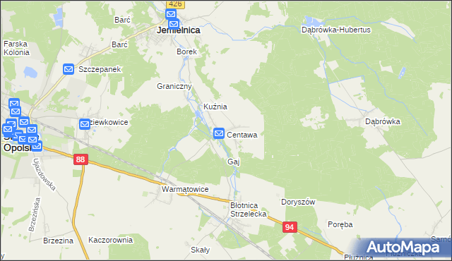 mapa Centawa, Centawa na mapie Targeo