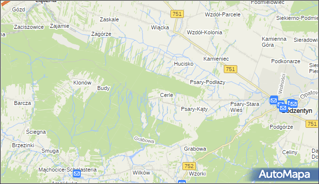mapa Cerle, Cerle na mapie Targeo