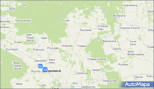 mapa Chajew, Chajew na mapie Targeo