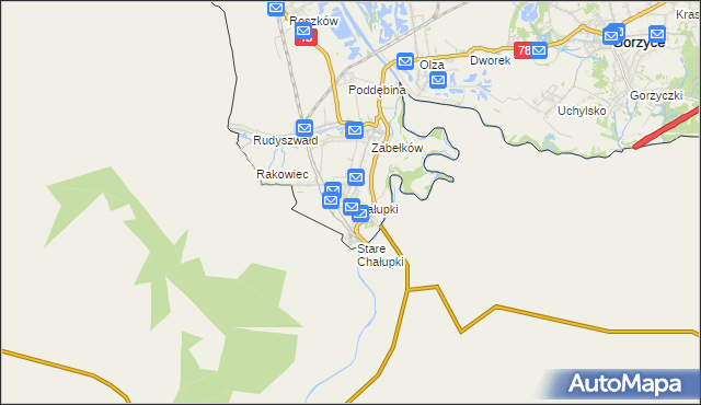 mapa Chałupki gmina Krzyżanowice, Chałupki gmina Krzyżanowice na mapie Targeo