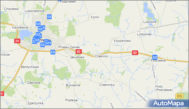 mapa Chełmno gmina Pniewy, Chełmno gmina Pniewy na mapie Targeo