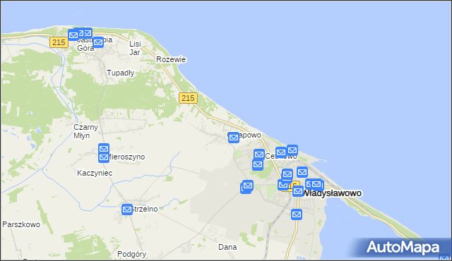 mapa Chłapowo gmina Władysławowo, Chłapowo gmina Władysławowo na mapie Targeo